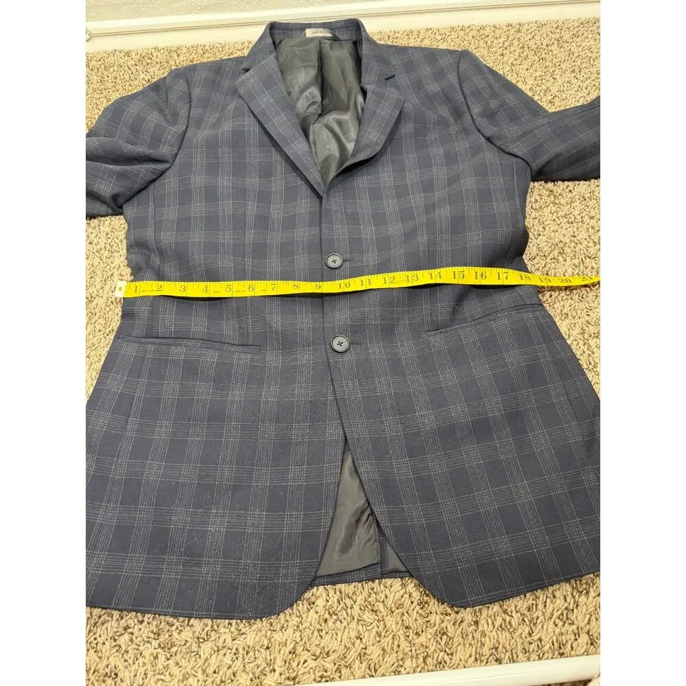 Banana Republic Mens Blue Plaid Blazer Sz 40R Preppy Sport Coat Academia Wool